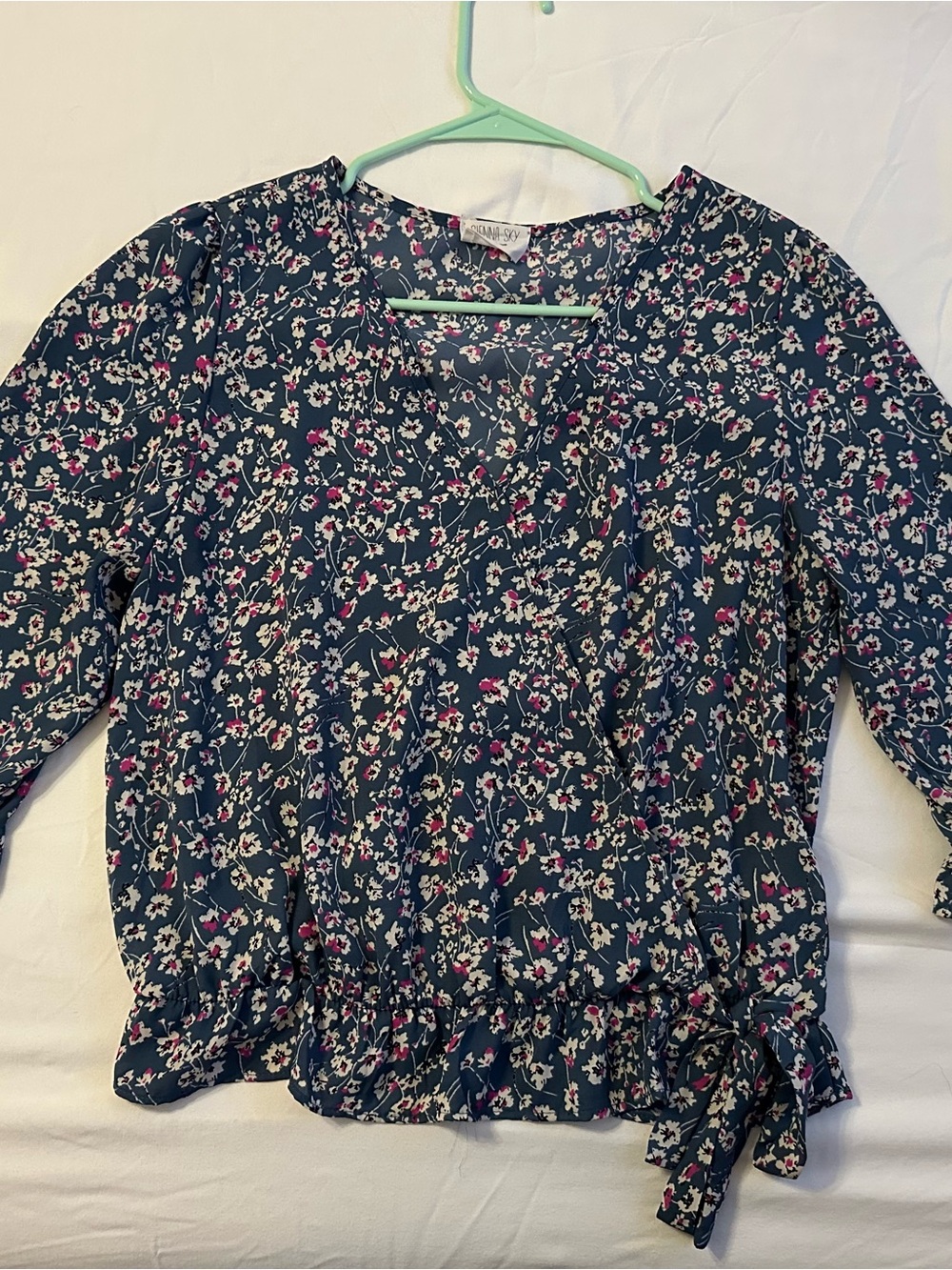 Sienna Sky Navy Floral Tie-Hem Top